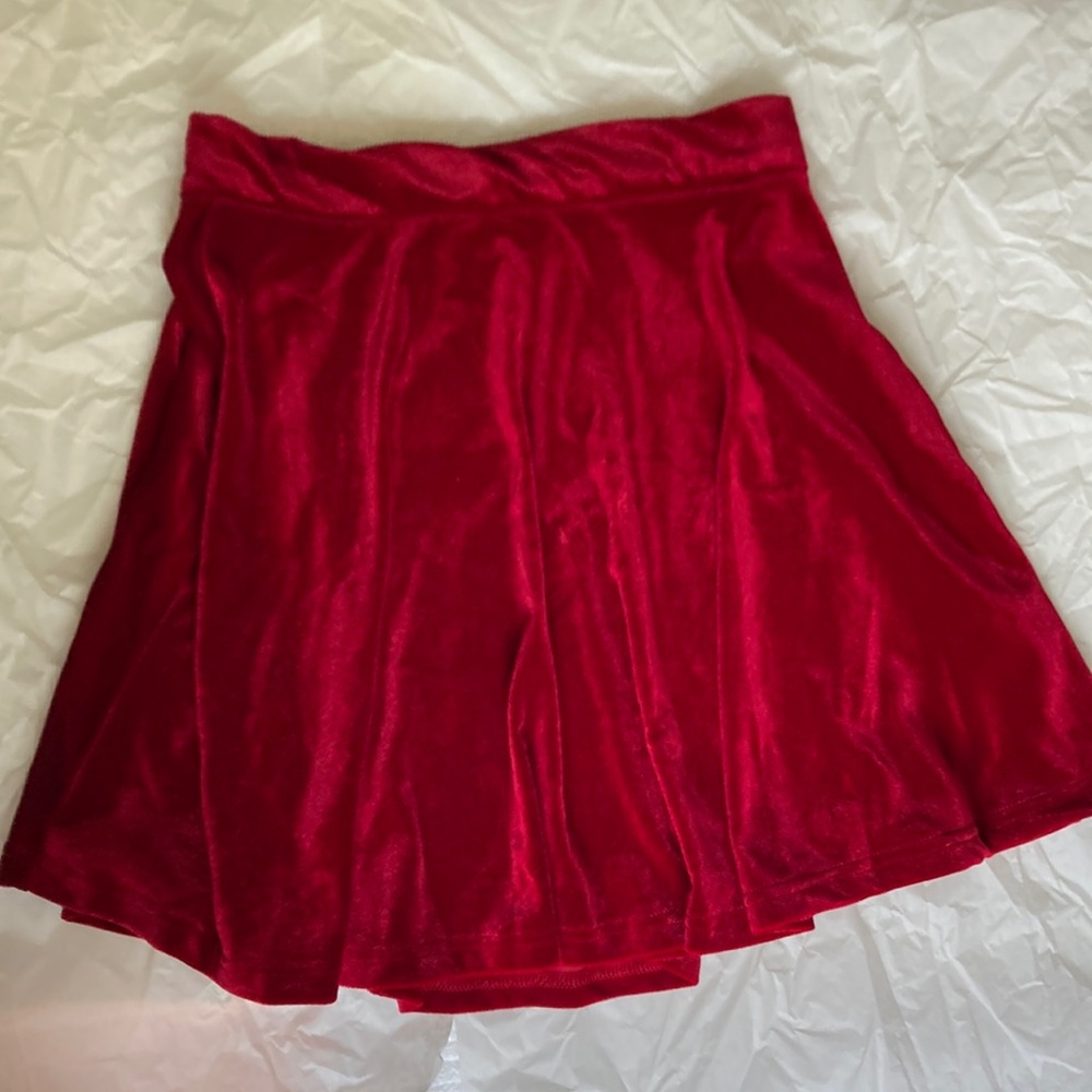Soft Red Velvet Mini Skirt